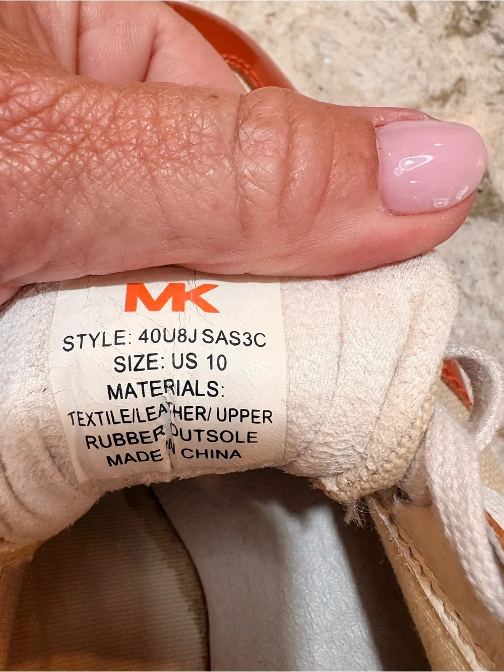 Michael Kors Orange and Cream Patent Leather Sneakers